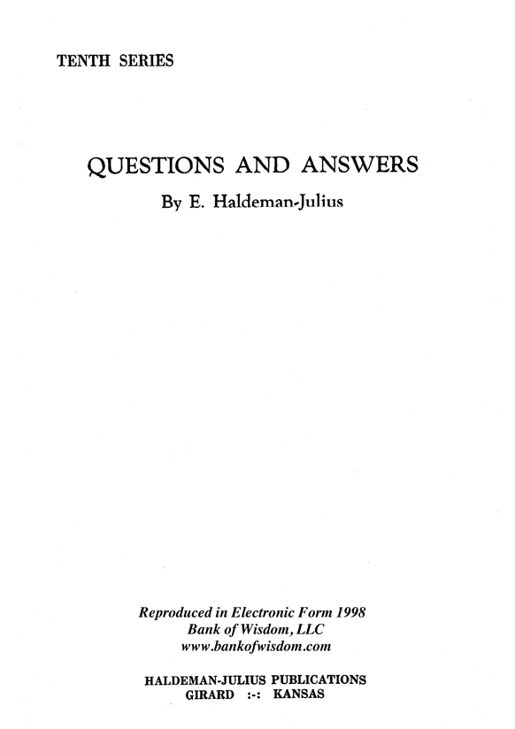 (image for) Questions And Answers, Vol. 10. - Click Image to Close